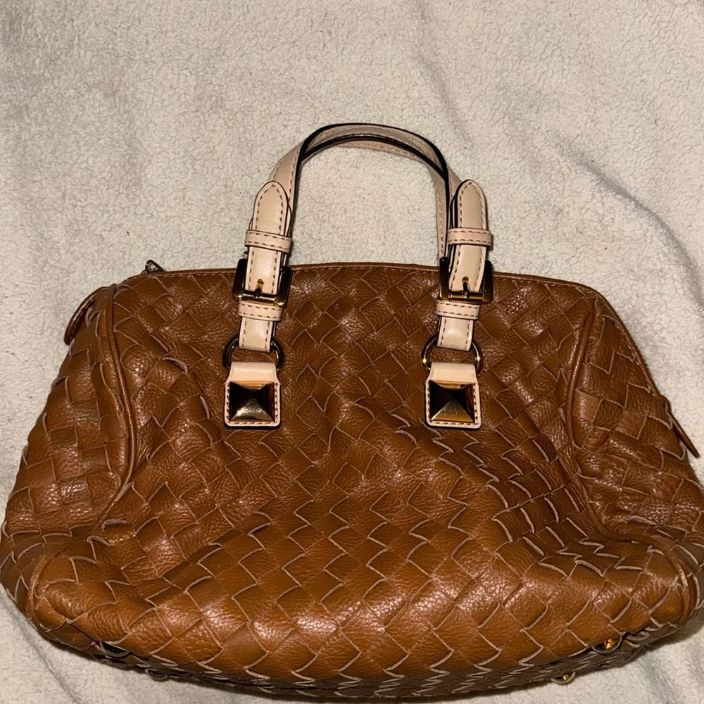 Women’s Michael Kors Tan Woven Leather Satchel Bag